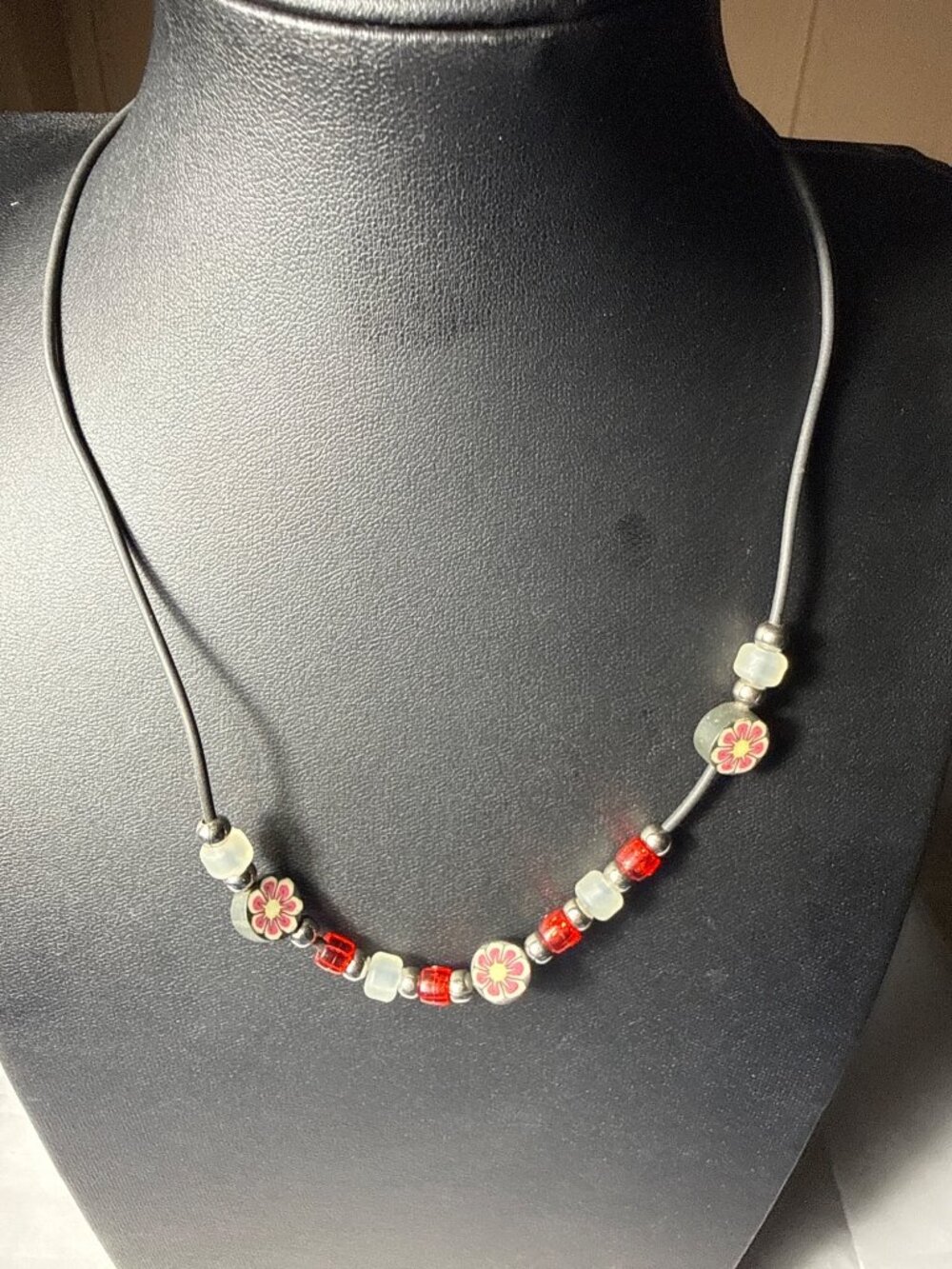 Y2K Red Flower Rubber Choker Necklace Boho Whimsygoth Cute